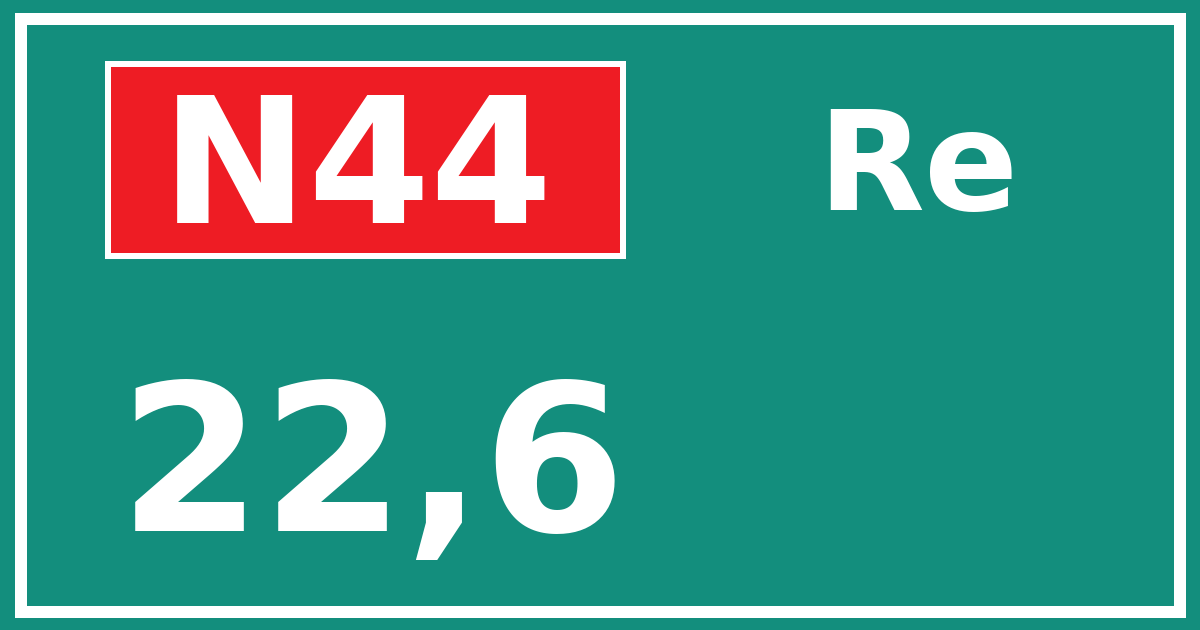 Hectometerbord N44 22,6 zijde Re