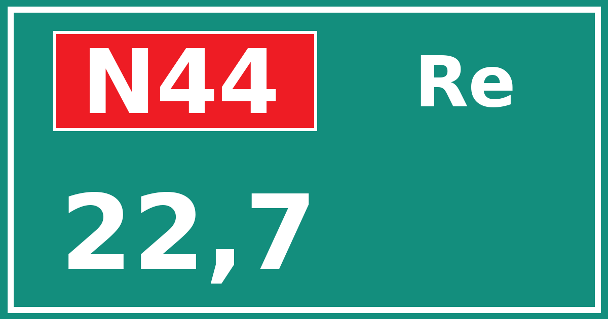 Hectometerbord N44 22,7 zijde Re