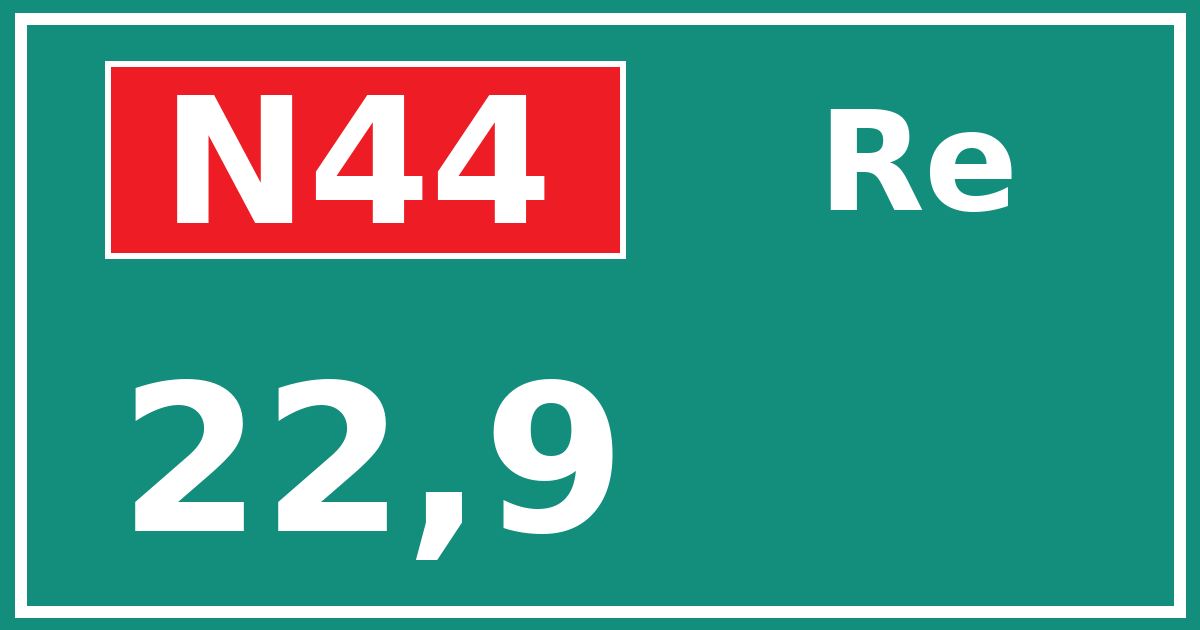 Hectometerbord N44 22,9 zijde Re