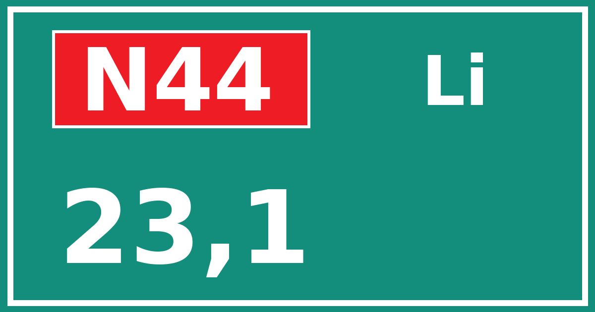 Hectometerbord N44 23,1 zijde Li