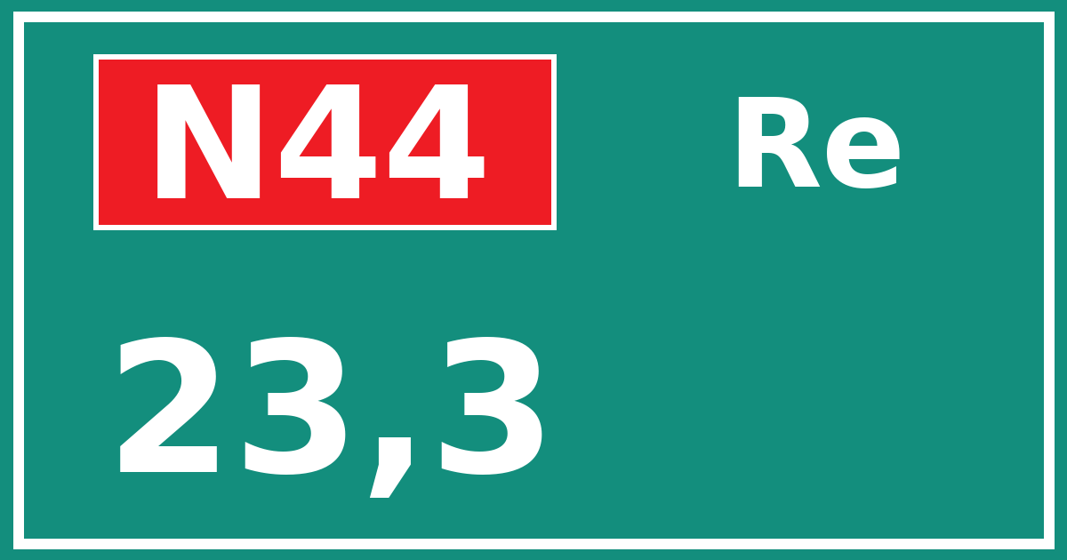 Hectometerbord N44 23,3 zijde Re