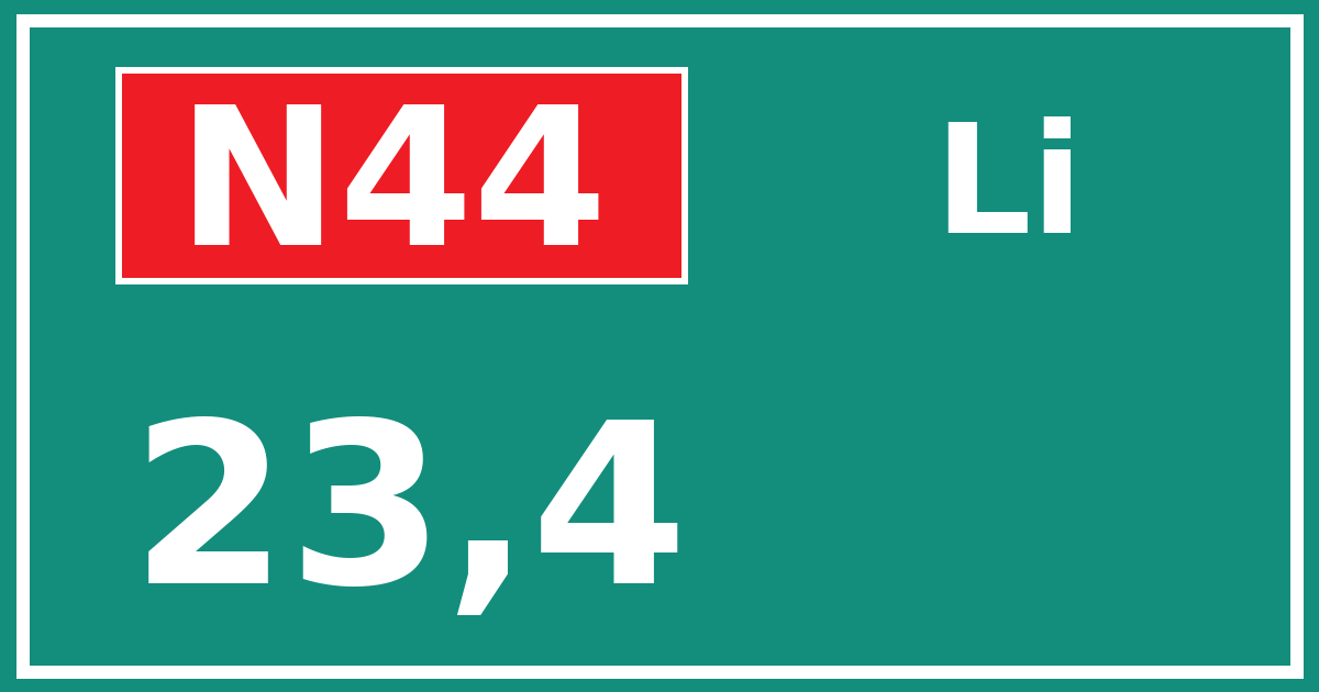 Hectometerbord N44 23,4 zijde Li