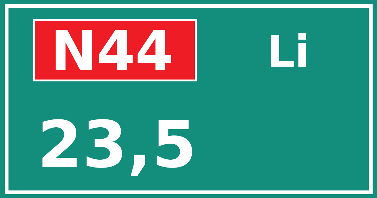 Hectometerbord N44 23,5 zijde Li