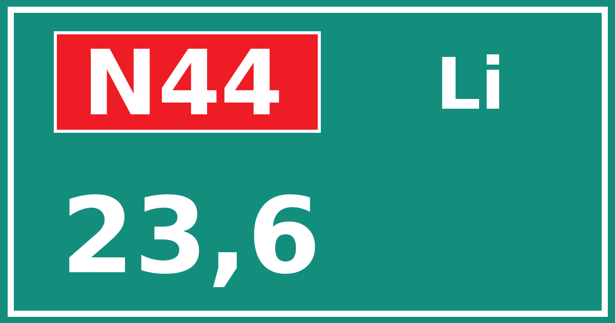 Hectometerbord N44 23,6 zijde Li