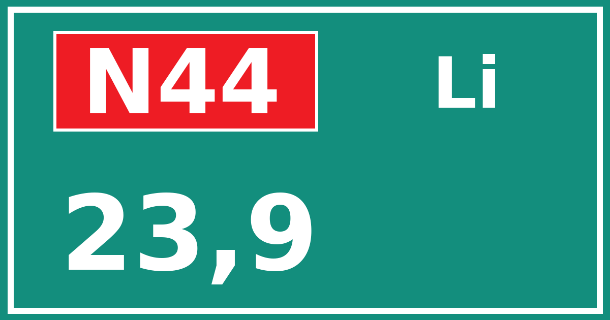 Hectometerbord N44 23,9 zijde Li