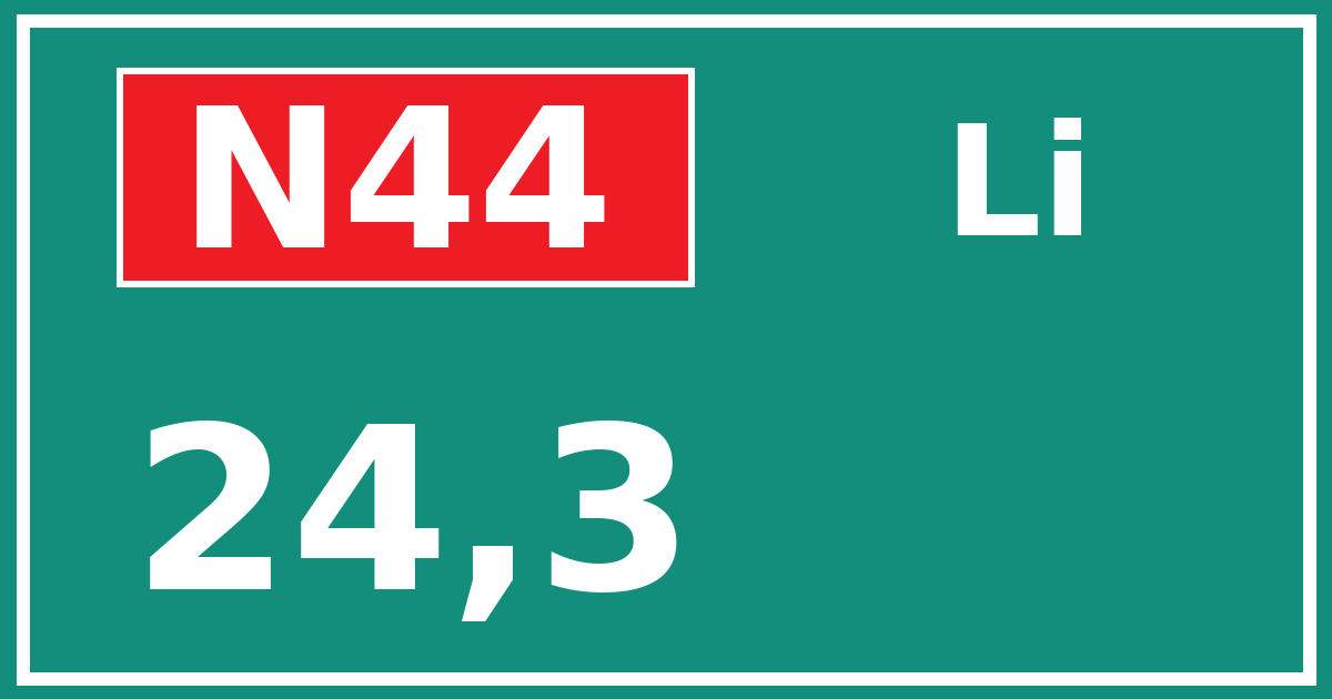 Hectometerbord N44 24,3 zijde Li