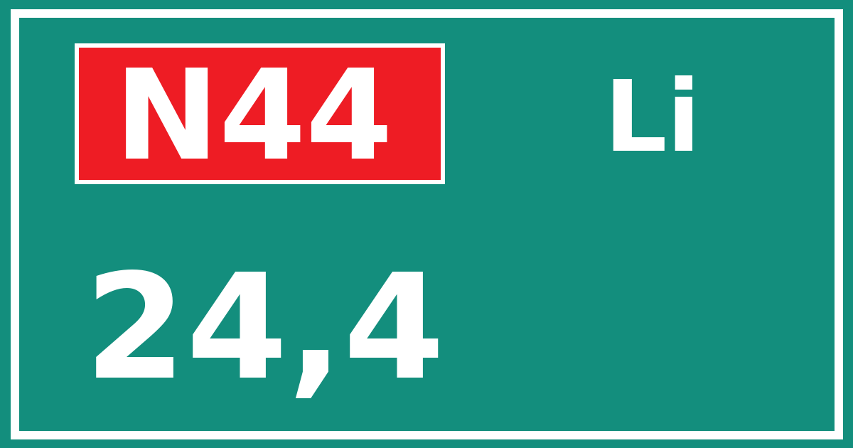 Hectometerbord N44 24,4 zijde Li
