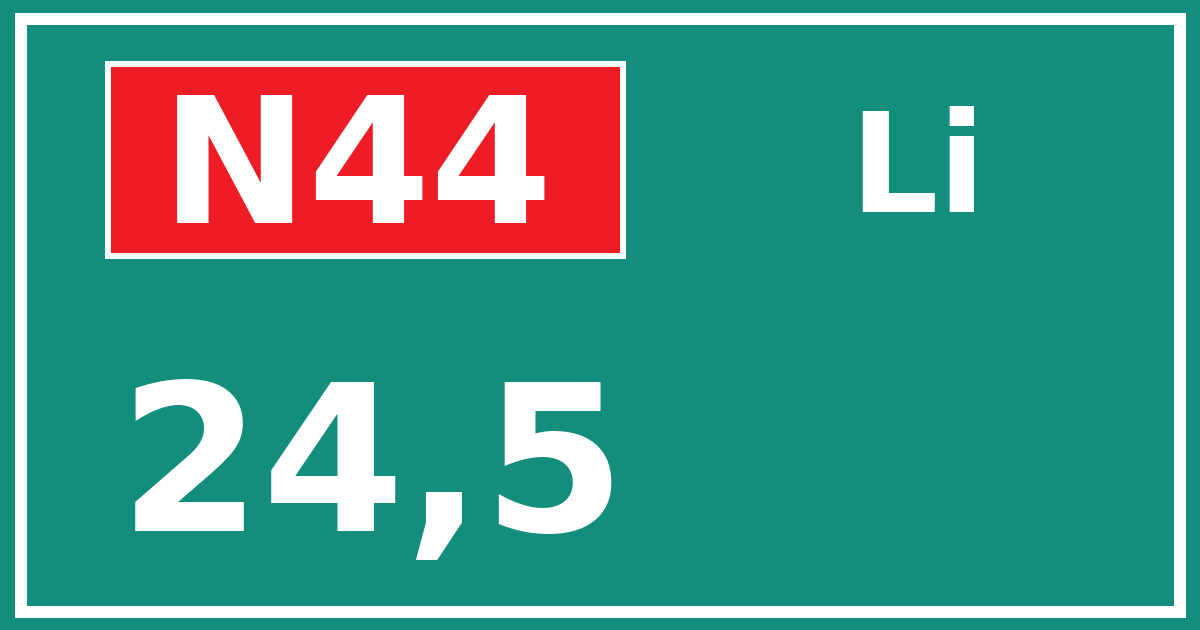 Hectometerbord N44 24,5 zijde Li