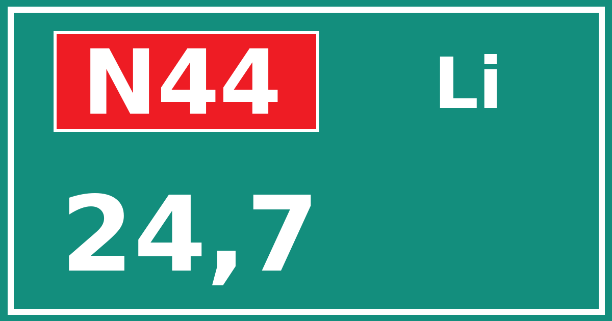 Hectometerbord N44 24,7 zijde Li