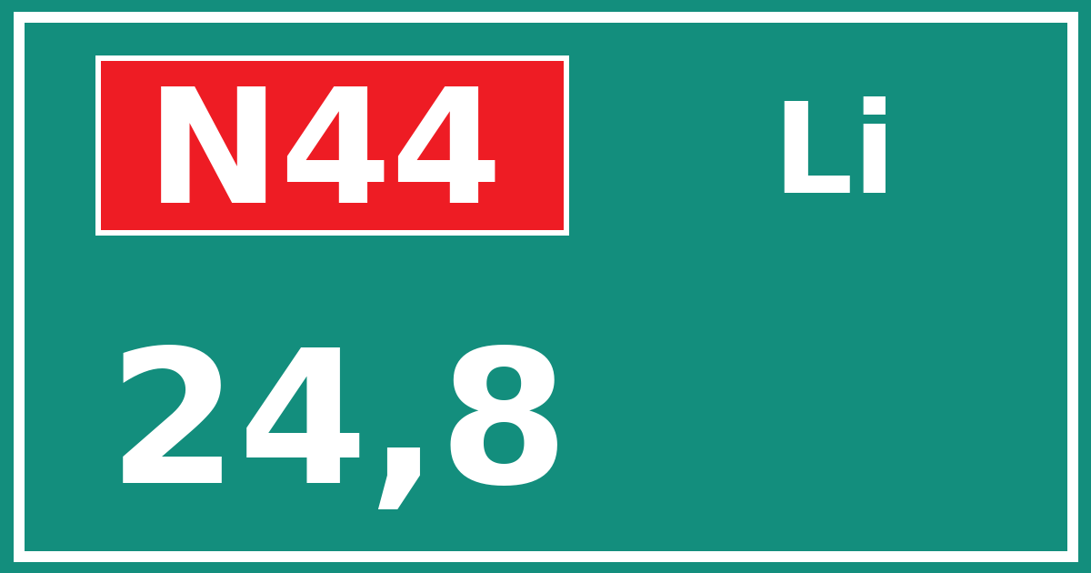 Hectometerbord N44 24,8 zijde Li