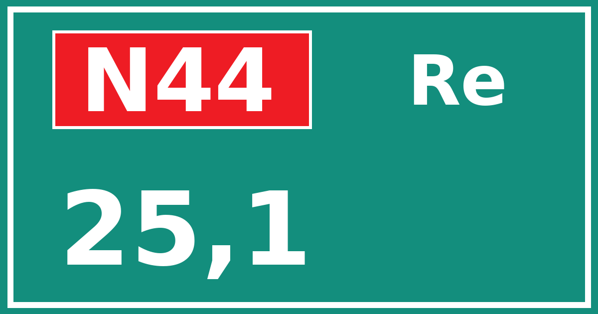 Hectometerbord N44 25,1 zijde Re