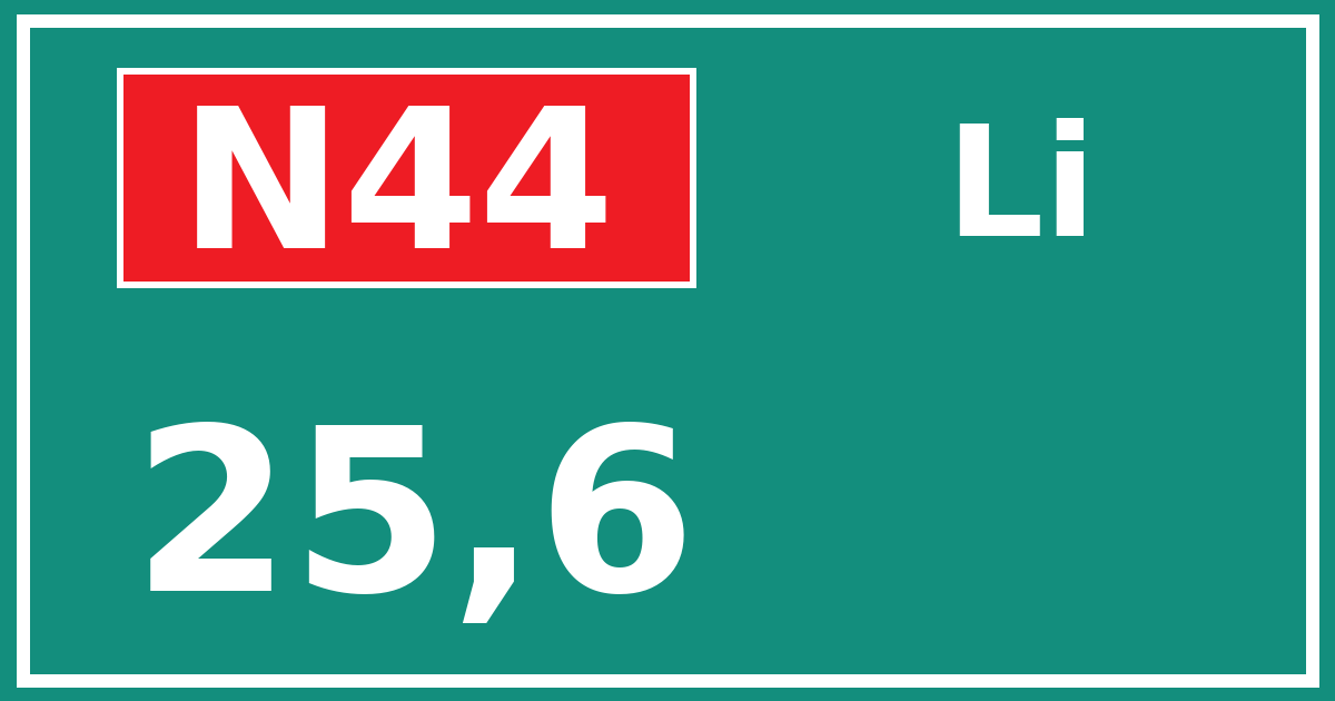 Hectometerbord N44 25,6 zijde Li
