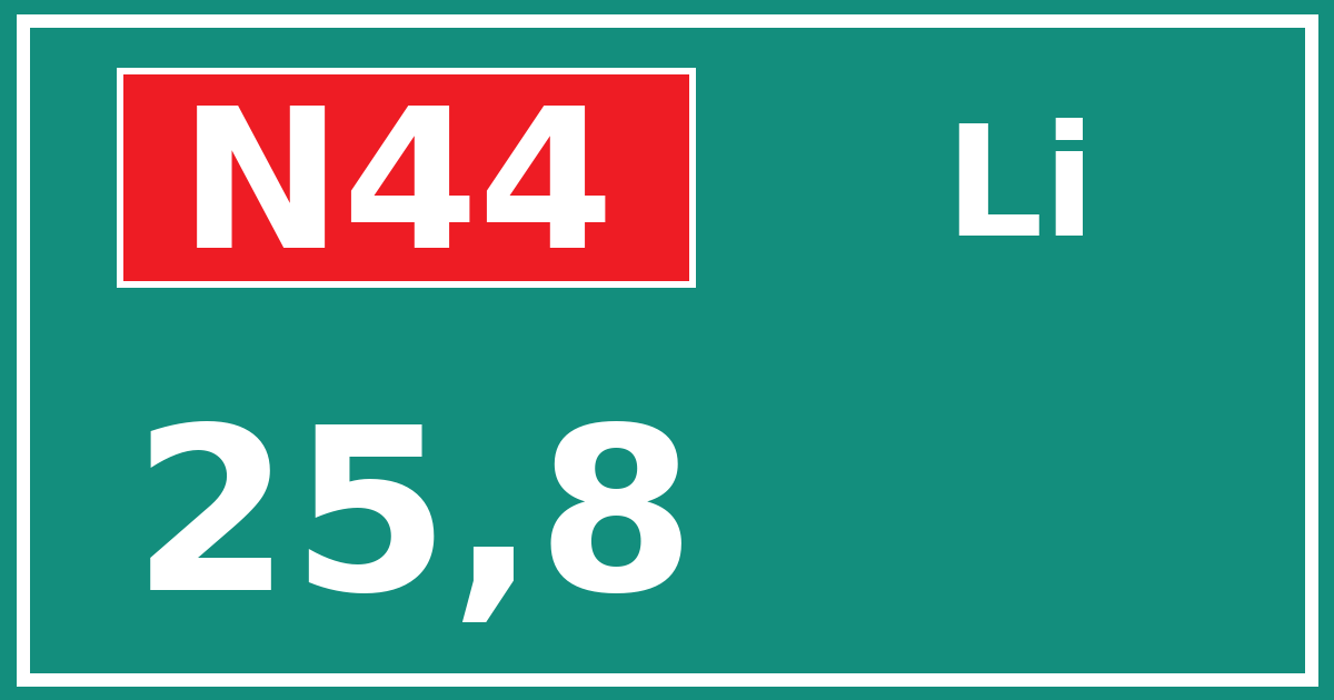 Hectometerbord N44 25,8 zijde Li