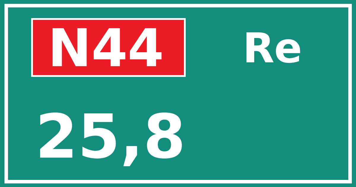 Hectometerbord N44 25,8 zijde Re