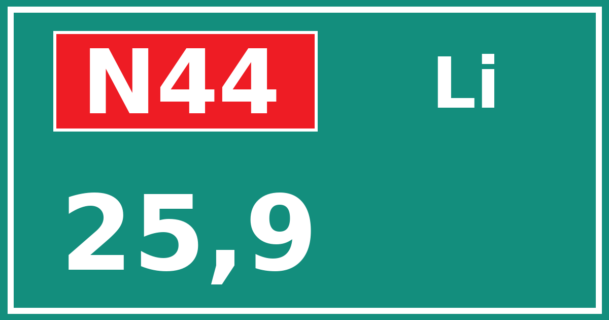 Hectometerbord N44 25,9 zijde Li