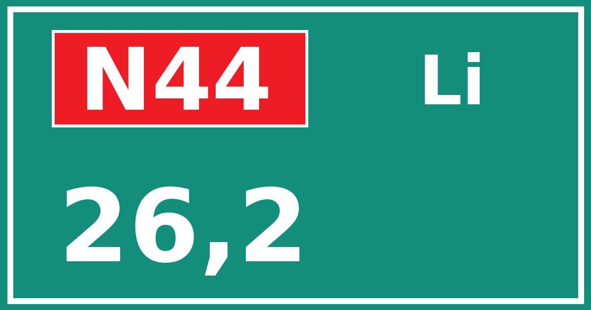 Hectometerbord N44 26,2 zijde Li