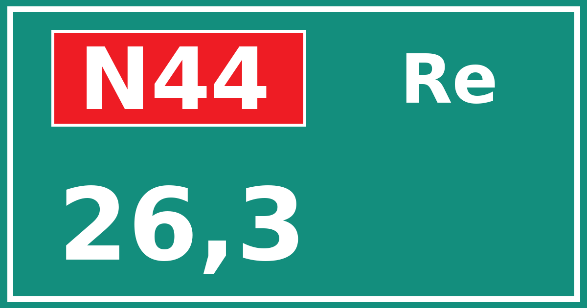 Hectometerbord N44 26,3 zijde Re