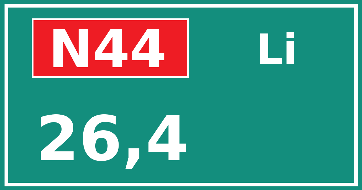 Hectometerbord N44 26,4 zijde Li