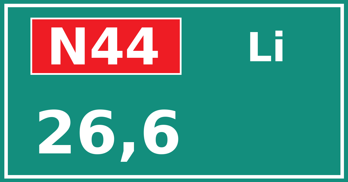 Hectometerbord N44 26,6 zijde Li