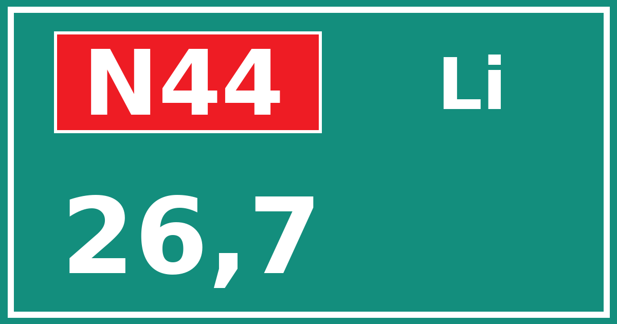 Hectometerbord N44 26,7 zijde Li