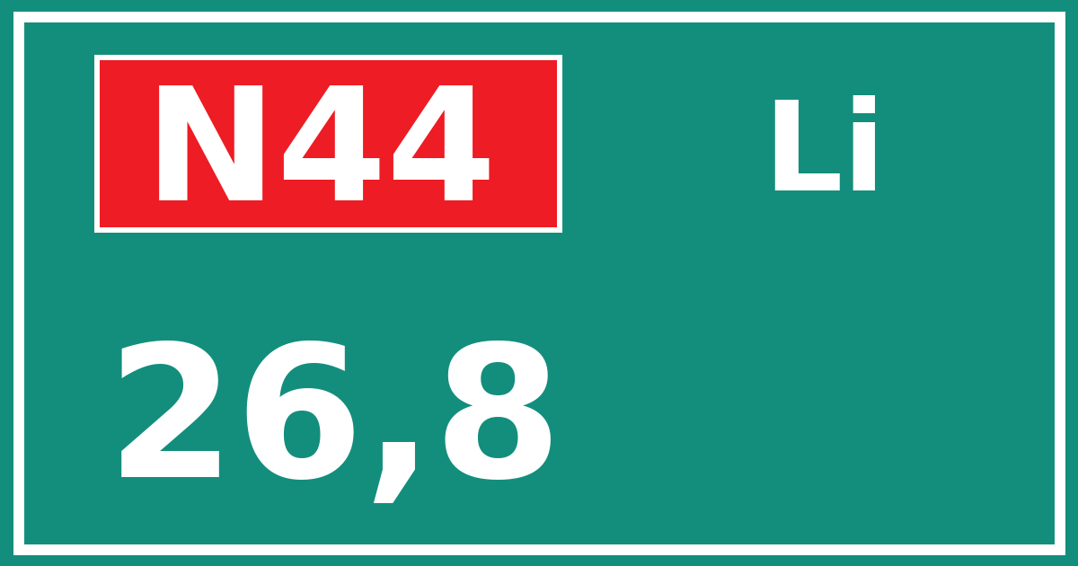 Hectometerbord N44 26,8 zijde Li