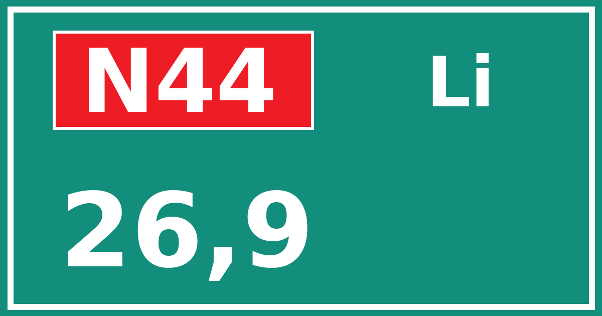 Hectometerbord N44 26,9 zijde Li