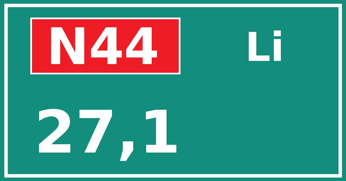 Hectometerbord N44 27,1 zijde Li