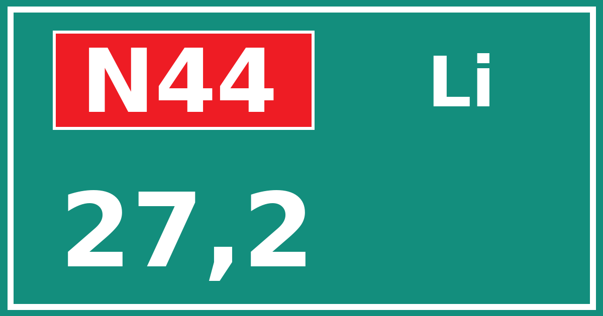 Hectometerbord N44 27,2 zijde Li