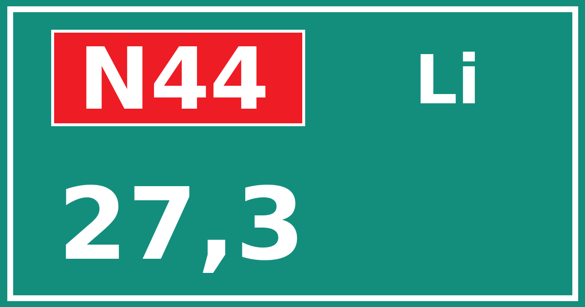 Hectometerbord N44 27,3 zijde Li