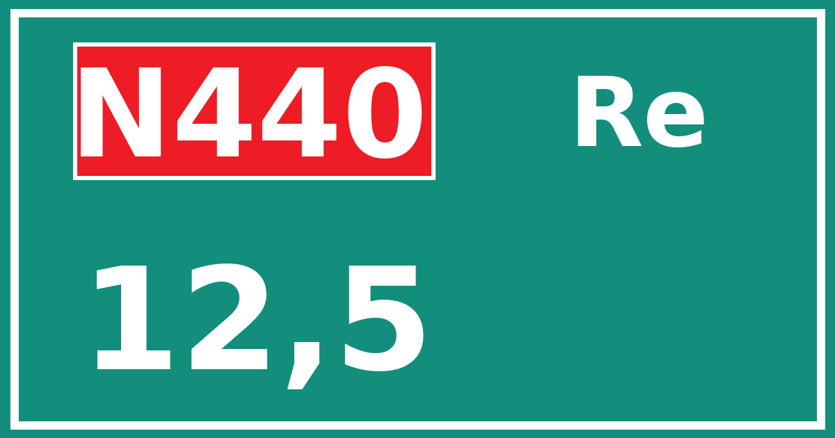 Hectometerbord N440 12,5 zijde Re