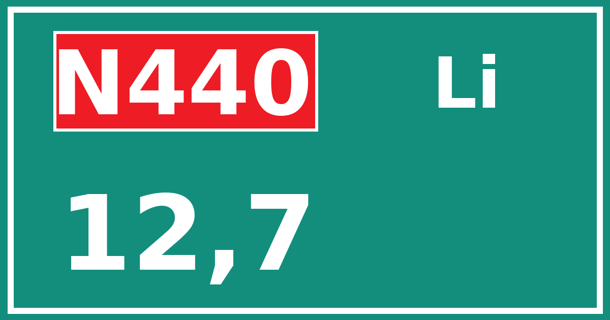 Hectometerbord N440 12,7 zijde Li