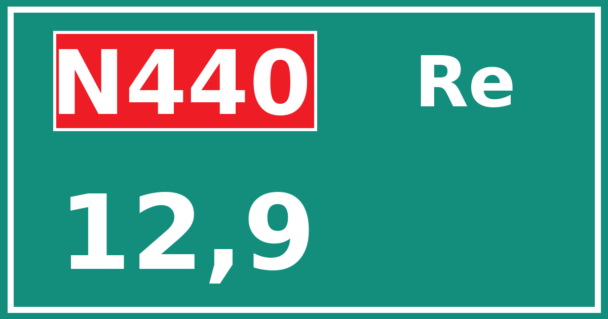 Hectometerbord N440 12,9 zijde Re