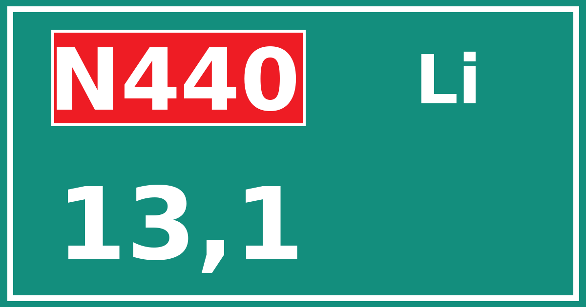 Hectometerbord N440 13,1 zijde Li