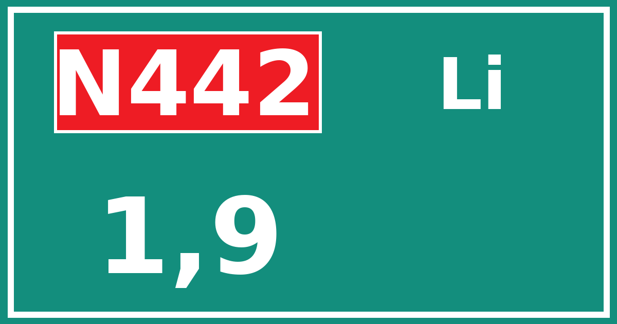 Hectometerbord N442 1,9 zijde Li