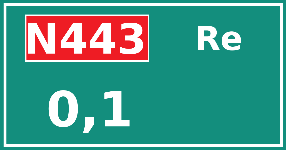 Hectometerbord N443 0,1 zijde Re