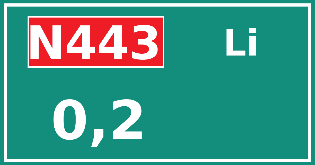 Hectometerbord N443 0,2 zijde Li
