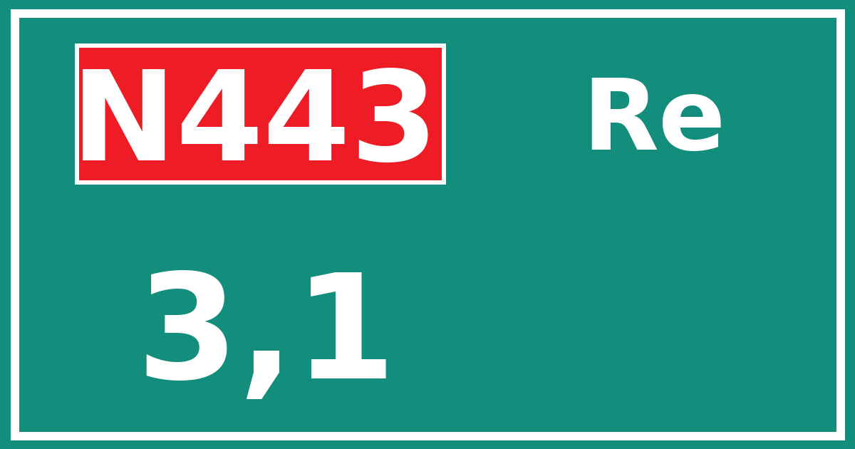 Hectometerbord N443 3,1 zijde Re