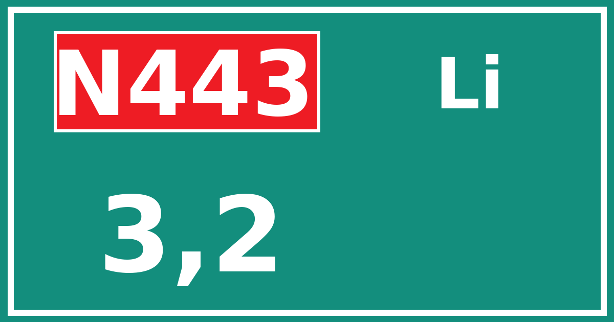 Hectometerbord N443 3,2 zijde Li