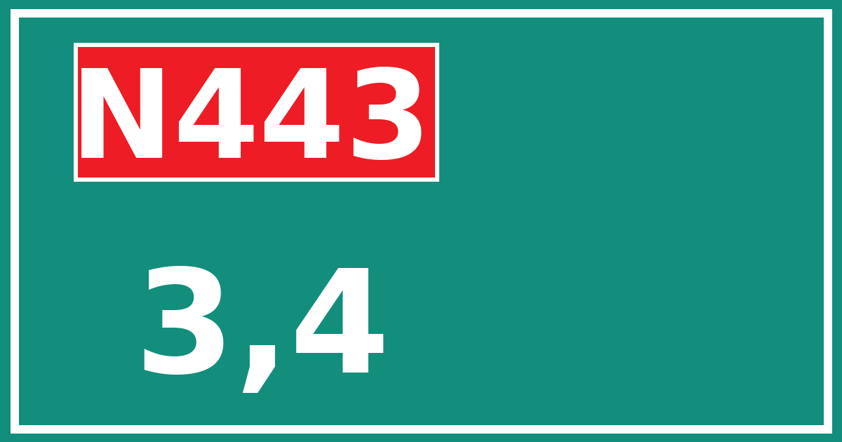 Hectometerbord N443 3,4