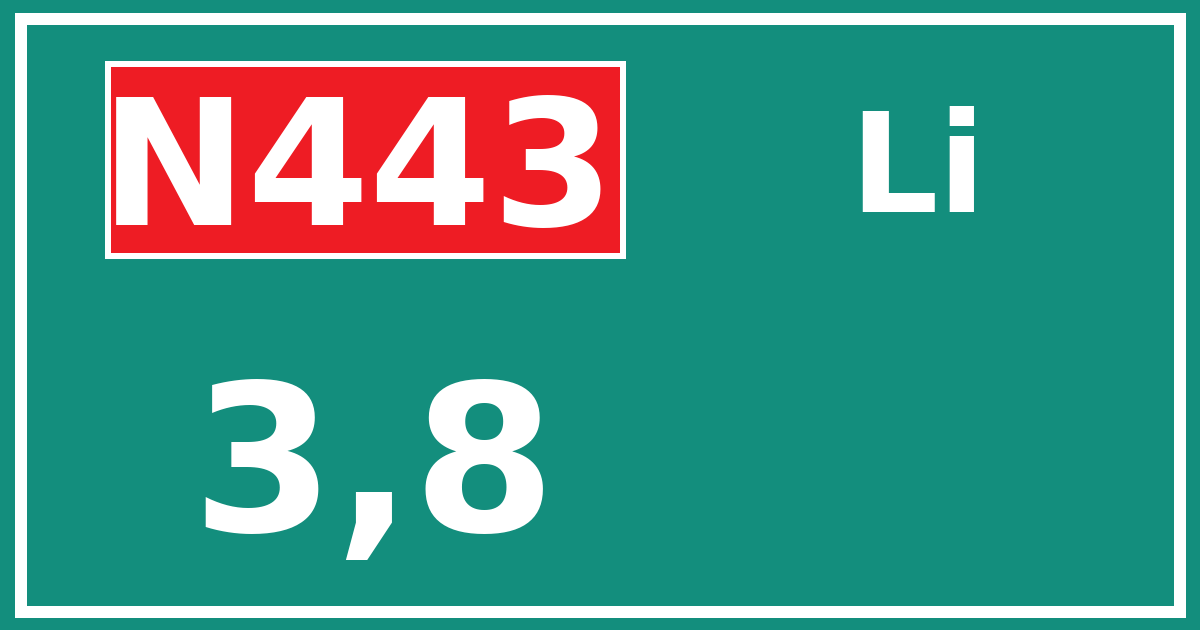 Hectometerbord N443 3,8 zijde Li