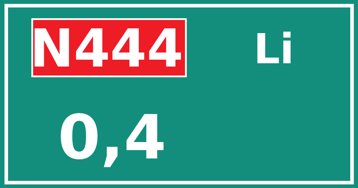 Hectometerbord N444 0,4 zijde Li