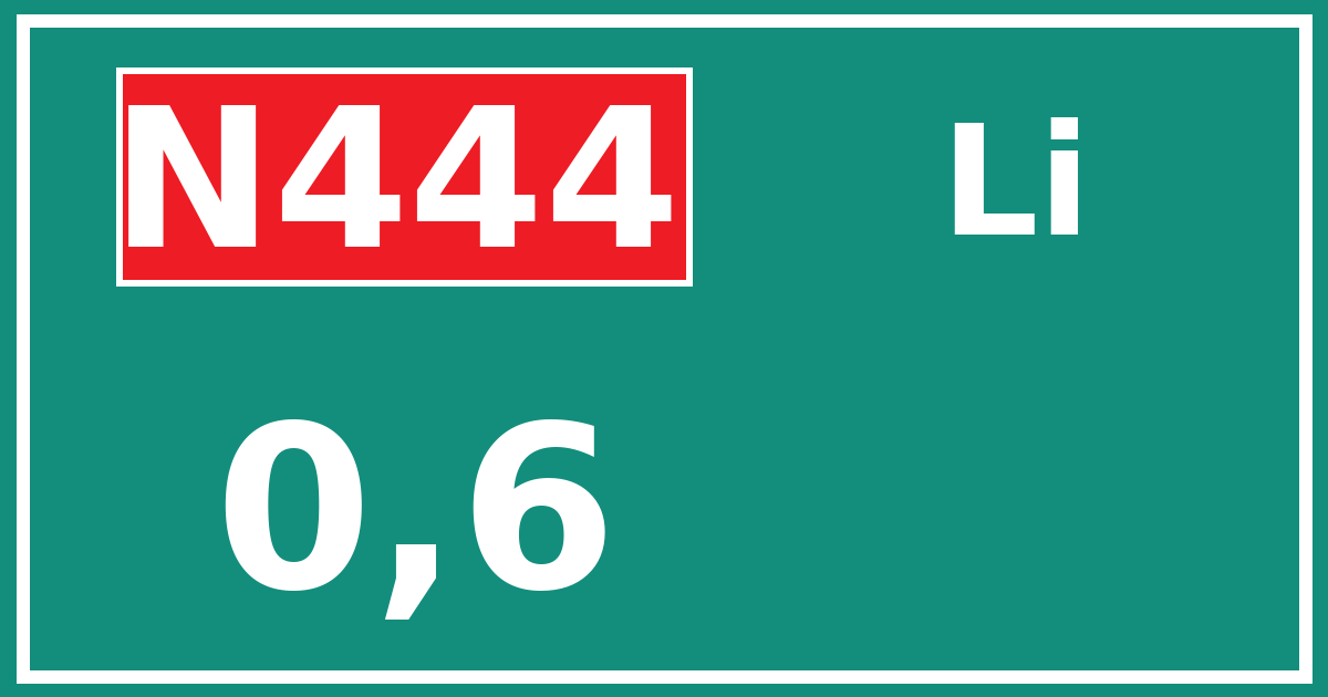 Hectometerbord N444 0,6 zijde Li
