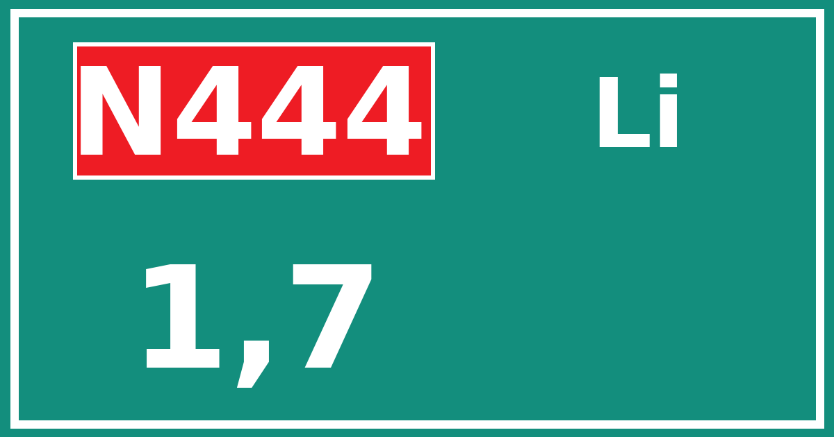 Hectometerbord N444 1,7 zijde Li