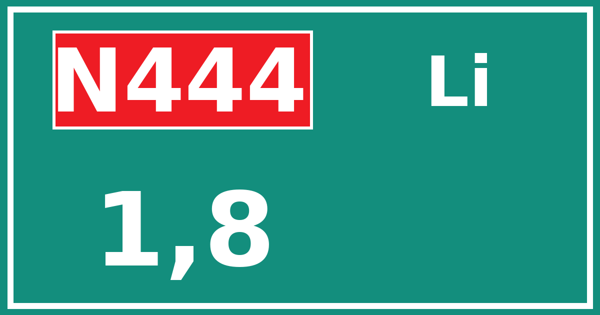 Hectometerbord N444 1,8 zijde Li