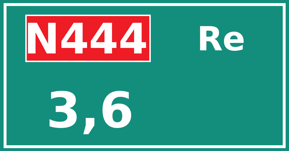Hectometerbord N444 3,6 zijde Re
