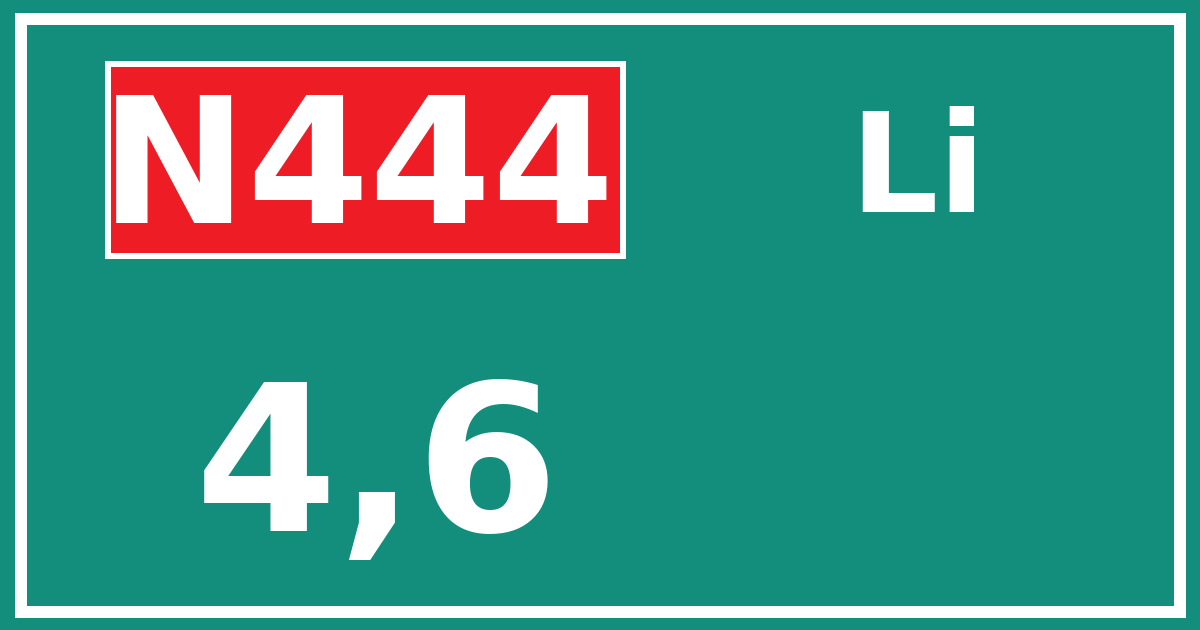 Hectometerbord N444 4,6 zijde Li