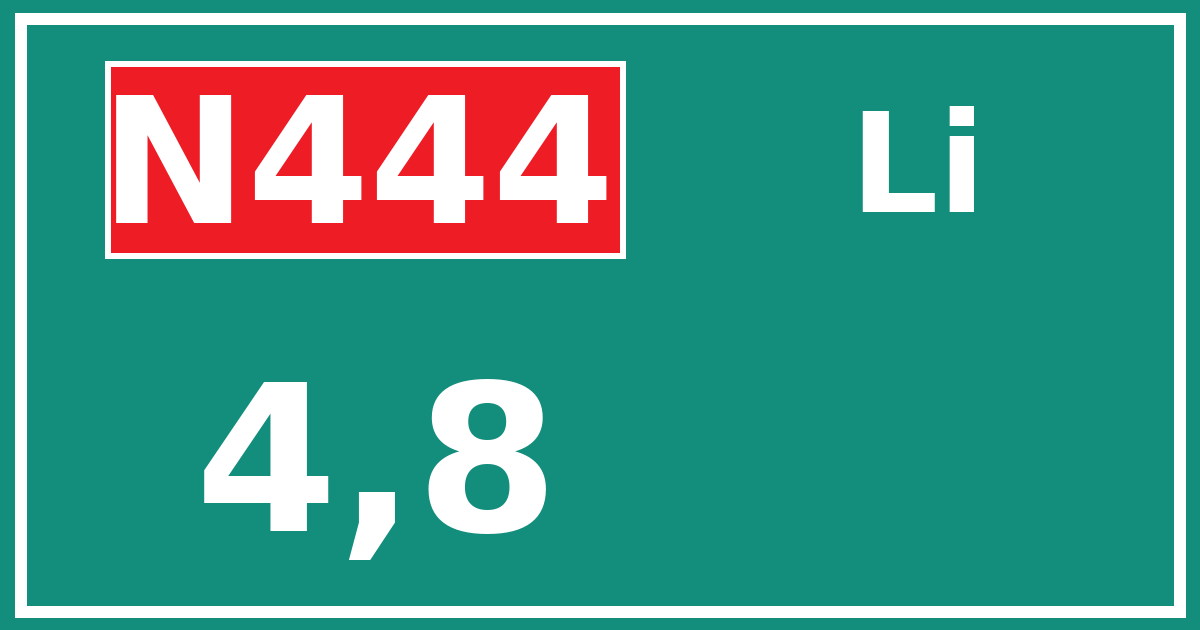 Hectometerbord N444 4,8 zijde Li