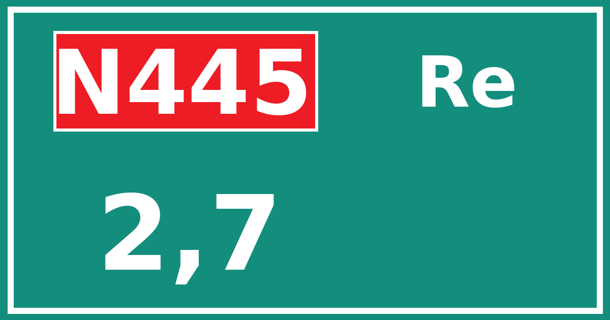Hectometerbord N445 2,7 zijde Re
