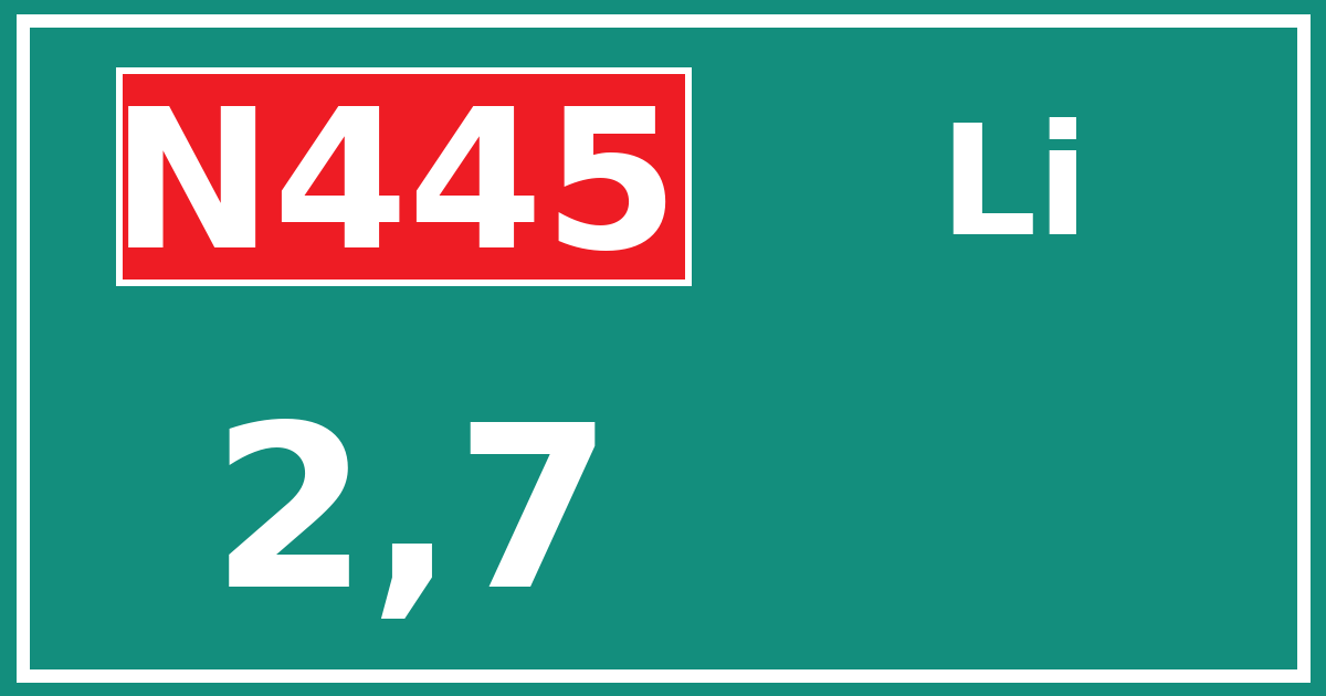 Hectometerbord N445 2,7 zijde Li