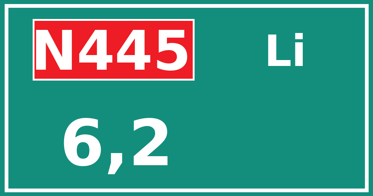 Hectometerbord N445 6,2 zijde Li
